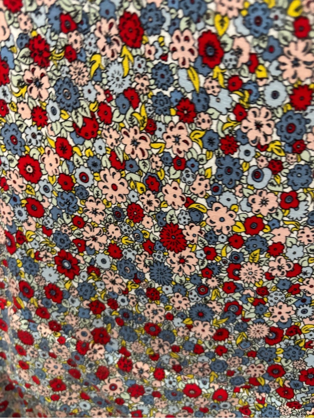 Boden Cream Floral Scoop-Neck Midi Dress with Red & Blue Blossoms - Picture 4 of 6